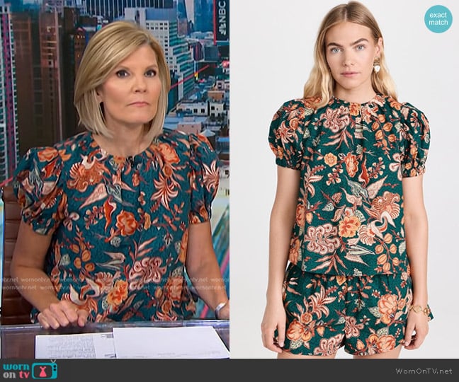 Ulla Johnson Frances Top in Delphinium worn by Kate Snow on NBC News Daily