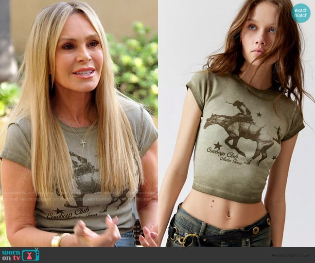 Urban Outfitters Cowboys Club Washed Baby Tee worn by Tamra Judge on The Real Housewives of Orange County