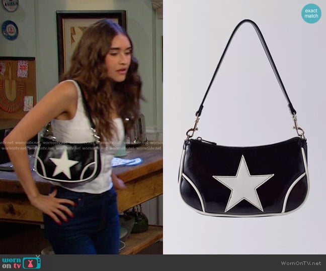 Urban Outfitters Daphne Star Faux Leather Moto Bag worn by Arianna Horto (Marissa Reyes) on Days of our Lives