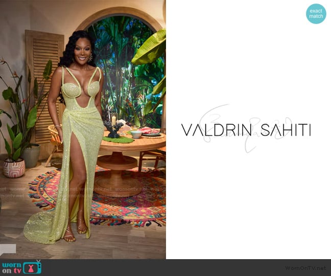 Valdrin Sahiti Custom Dress worn by Angela Oakley on The Real Housewives of Atlanta