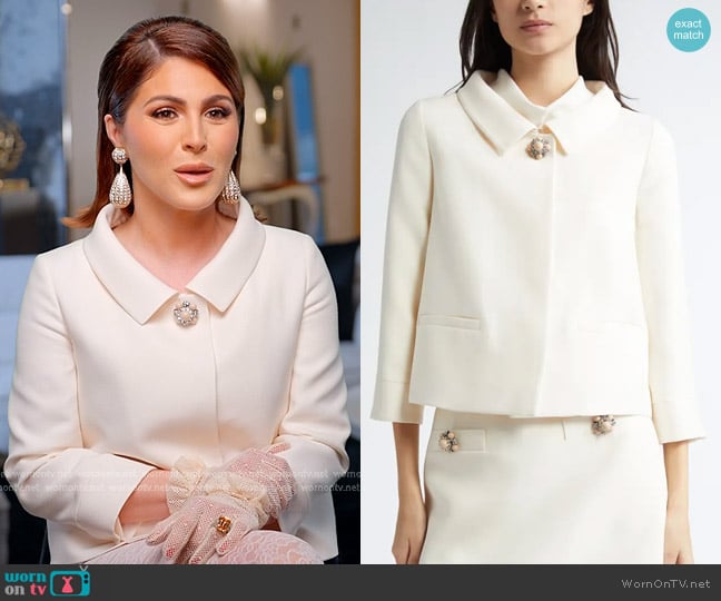 Valentino Garavani Crepe Couture Jacket in Ivory worn by Stephanie Shojaee (Stephanie Shojaee) on The Real Housewives of Miami