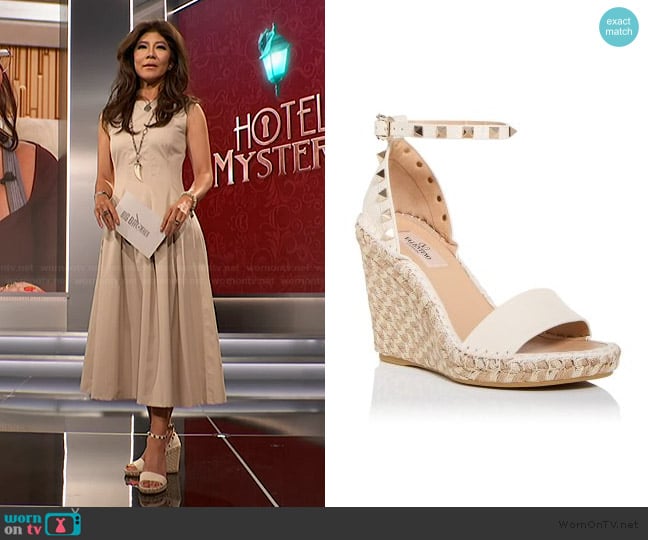 Valentino Garavani Embellished Espadrille Wedge Sandals worn by Julie Chen on Big Brother