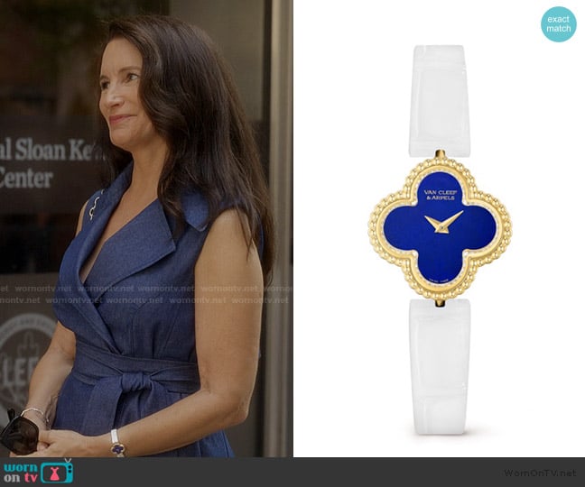 Van Cleef and Arpels Sweet Alhambra watch worn by Charlotte York (Kristin Davis) on And Just Like That