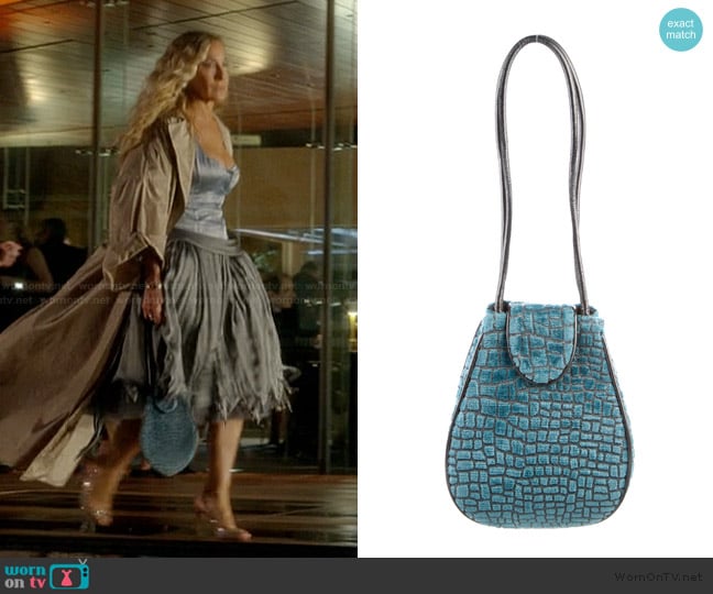 Venetia Stvdivm Leather Trim Canvas Evening Bag worn by Carrie Bradshaw (Sarah Jessica Parker) on And Just Like That