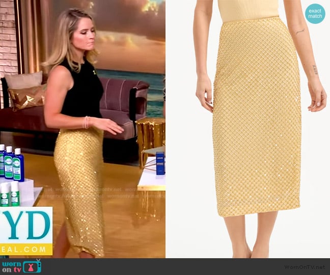Veronica Beard Allora Beaded Midi Skirt worn by Sara Haines on The View