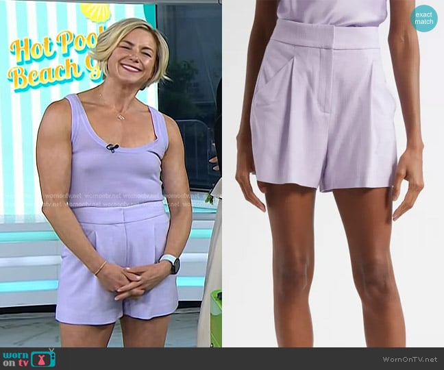 Veronica Beard Elbe Pleated Short in Soft Lilac worn by Liz Plosser on Today