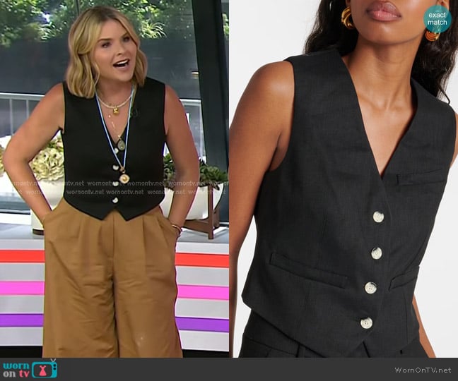 Veronica Beard Bennett Linen-blend Twill Vest worn by Jenna Bush Hager on Today