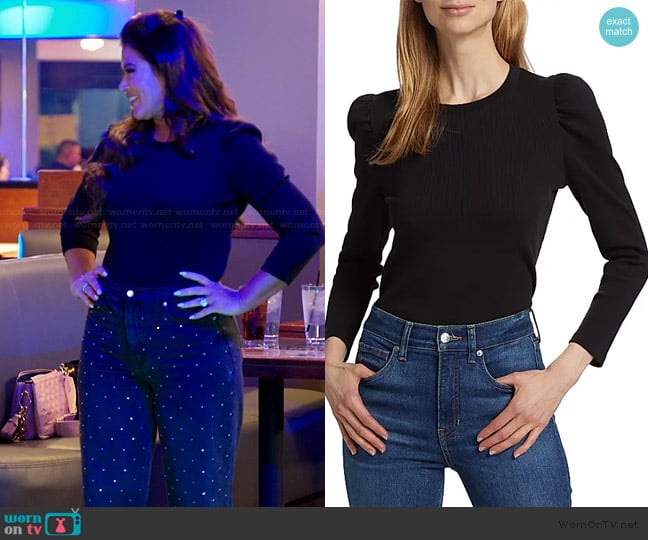 Veronica Beard Britney Rib Top worn by Emily Simpson on The Real Housewives of Orange County