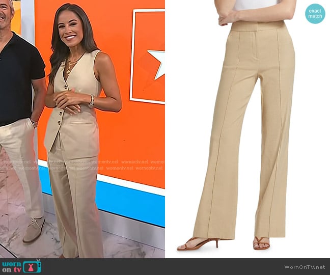 Veronica Beard Cruz Linen-Blend Pants in Stone Khaki worn by Kaylee Hartung on Today