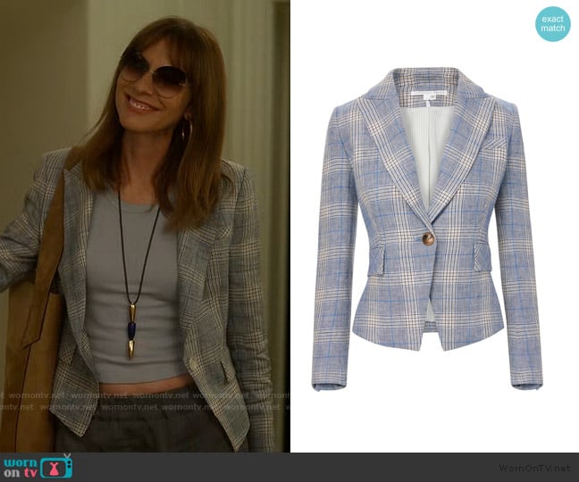 Veronica Beard Hosanna Plaid Linen Dickey Jacket worn by Joy (Dolly Wells) on And Just Like That