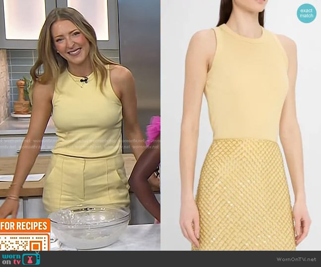 Veronica Beard Jordyn Cropped Tank Top in Chamomile worn by Sarah Fennel on Today
