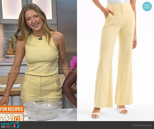 Veronica Beard Komi Stretch-Linen Pant in Chamomile worn by Sarah Fennel on Today