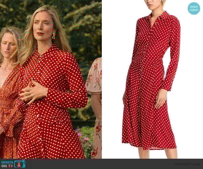 Veronica Beard Lex Dot Print Midi Dress worn by Penelope Sinclair (Caitlin Fitzgerald) on We Were Liars