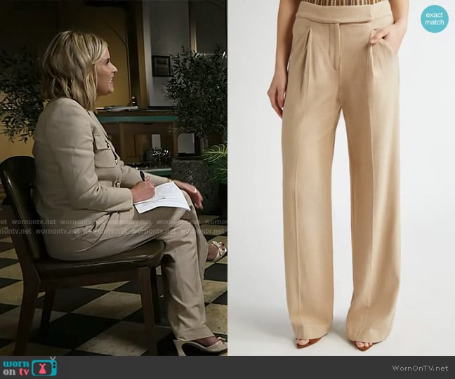Veronica Beard Marbeau Wide Leg Pants in Stone Khaki worn by Jenna Bush Hager on Today