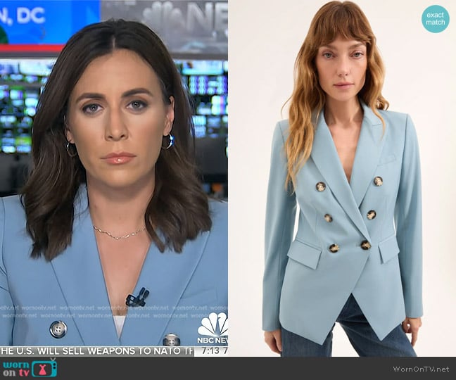 Veronica Beard Miller Dickey Jacket in Sea Glass worn by Hallie Jackson on Today