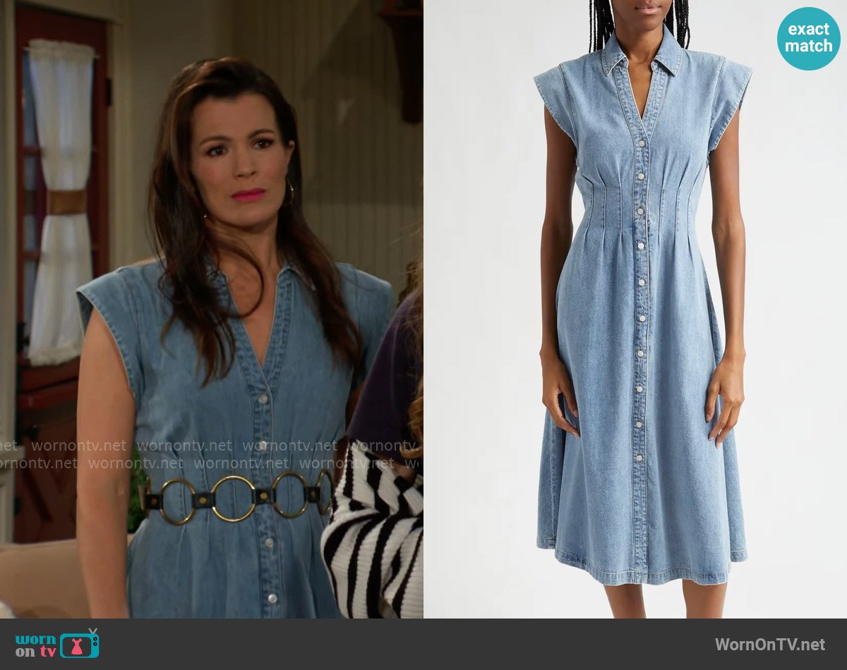 Veronica Beard Ruben Denim Dress worn by Chelsea Lawson (Melissa Claire Egan) on The Young and the Restless