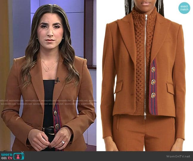 Veronica Beard Sherman Dickey Jacket in Dark Ochre worn by Camila Bernal on Today