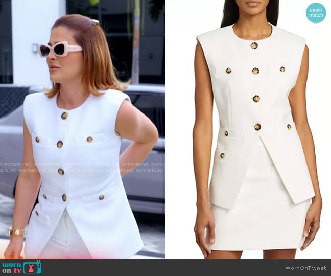Veronica Beard Tamara Tailored Cotton-Blend Vest in Off-White worn by Stephanie Shojaee (Stephanie Shojaee) on The Real Housewives of Miami