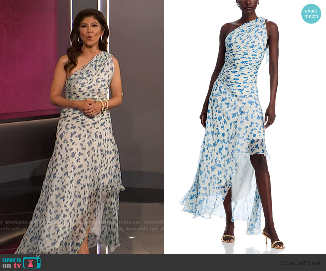 Victoria Beckham One Shoulder Draped Midi Dress worn by Julie Chen on Big Brother