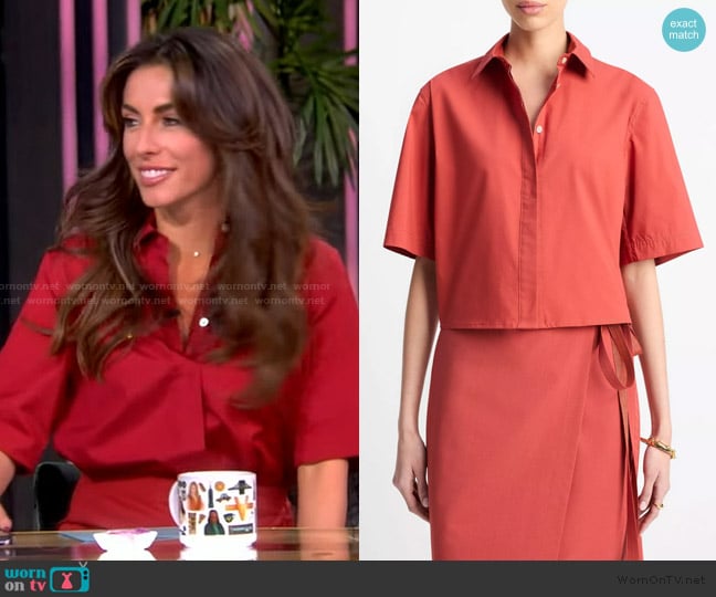 Alyssa’s red short sleeve top on The View