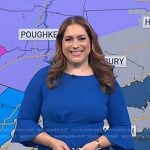 Violeta Yas’s blue bell sleeve sheath dress on NBC News Daily