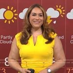 Violeta’s yellow buckle waist sheath dress on NBC News Daily