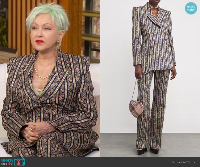 Vivienne Westwood Linen Floral Lelio Blazer and Linen Floral Ray Trousers worn by Cyndi Lauper on Good Morning America