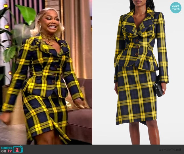 Vivienne Westwood Plaid virgin wool blazer worn by Phaedra Parks on The View