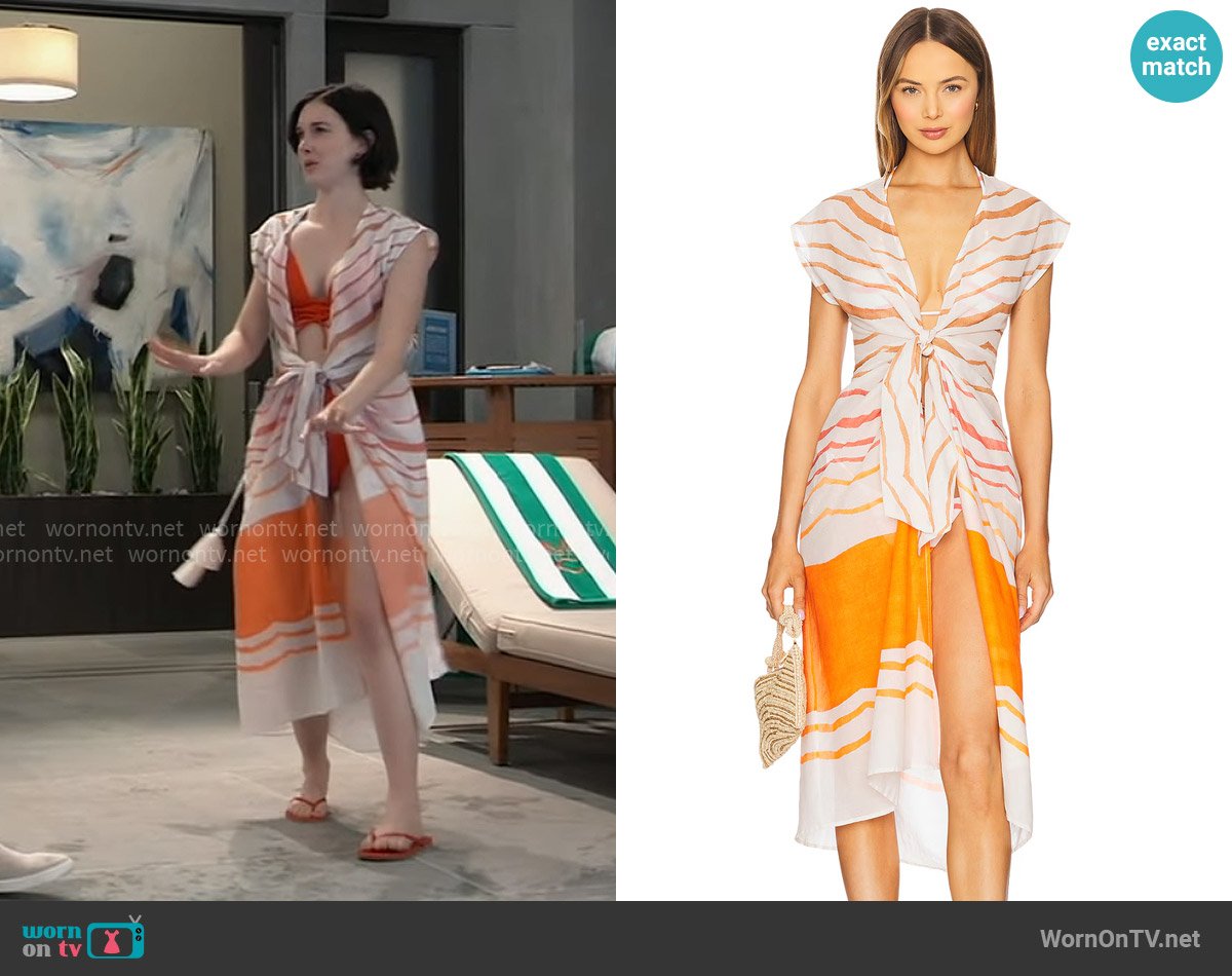 Vix Swimwear Sasha Long Cover Up worn by Willow Tait (Katelyn MacMullen) on General Hospital