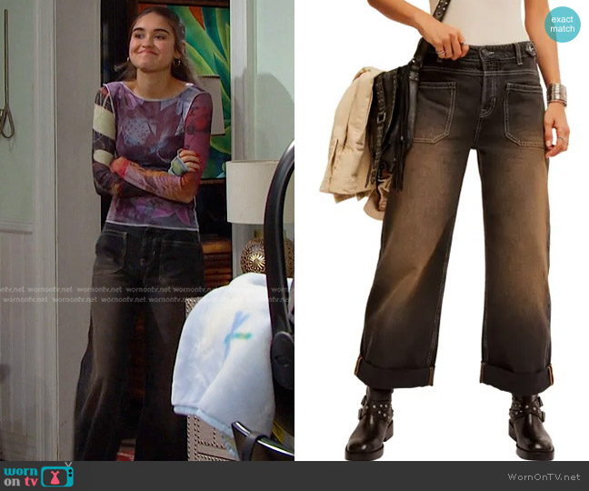 We The Free Palmer Cuffed Baggy Jeans In Chalkboard worn by Arianna Horton (Marissa Reyes) on Days of our Lives