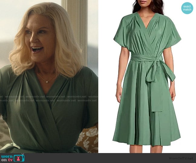 Weekend Max Mara Giambo Surplice Satin Fit & Flare Dress worn by Tipper (Wendy Crewson) on We Were Liars