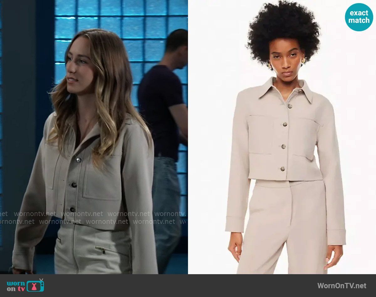 Wilfred at Aritzia Little Cropped Jacket in Cairo worn by Josslyn Jacks (Eden McCoy) on General Hospital