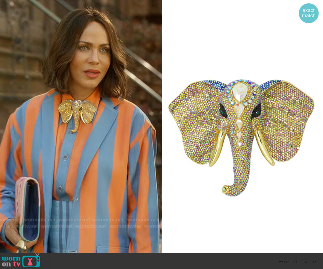 Wise Elephant Brooch by Butler and Wilson worn by Lisa Todd Wexley (Nicole Ari Parker) on And Just Like That