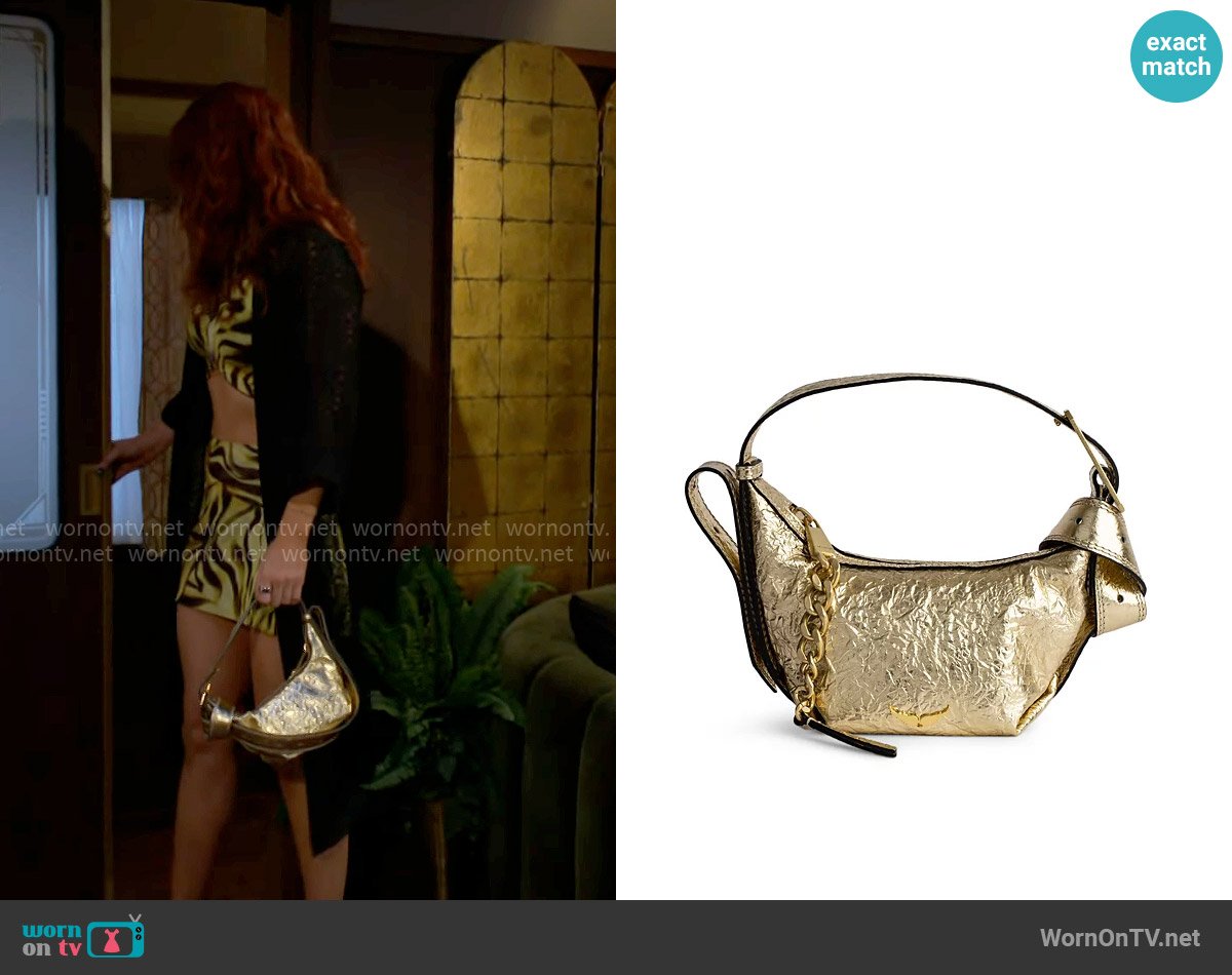 Zadig and Voltaire Le Cecilia Mini Crinkled Metallic Leather Shoulder Bag worn by Sally Spectra (Courtney Hope) on The Young and the Restless