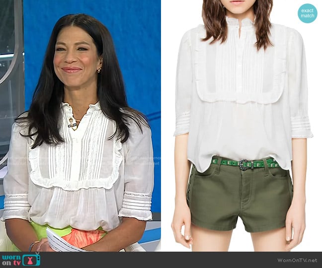 Zadig & Voltaire Tix Lace-Trim Top worn by Dr. Natalie Azar on Today
