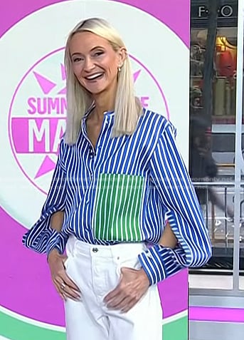 Zanna Roberts Rassi's blue striped split sleeve shirt on Today
