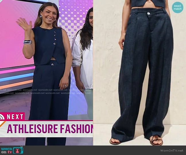 Zara 100% Linen Cross Waist Pants worn by  on Today