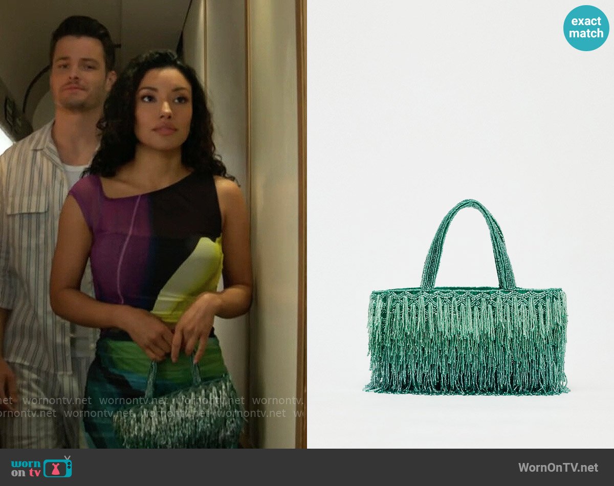 Zara Rhinestone Fringe Bag worn by Audra Charles (Zuleyka Silver) on The Young and the Restless