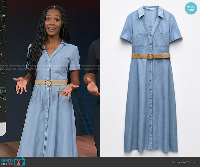 Zara Midi Shirt Dress with Belt worn by Zuri Hall on Access Hollywood