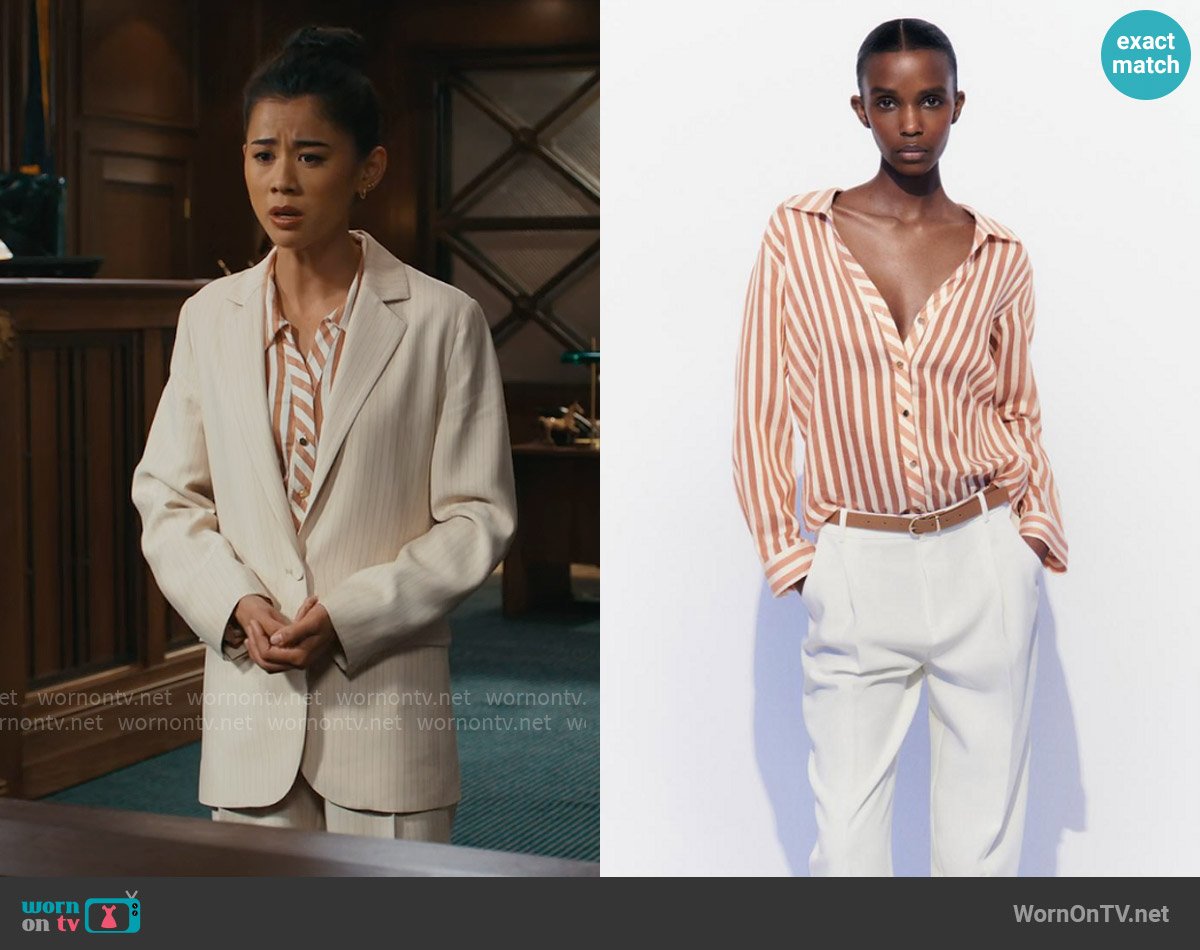 Zara Flowy Striped Shirt worn by Sarah Franklin (Leah Lewis) on Matlock