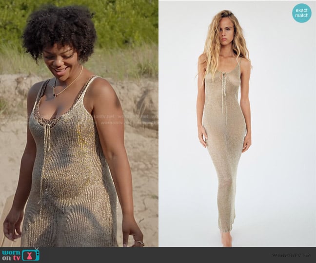 Zara Long Metallic Knit Dress worn by Riley Burruss on Next Gen NYC