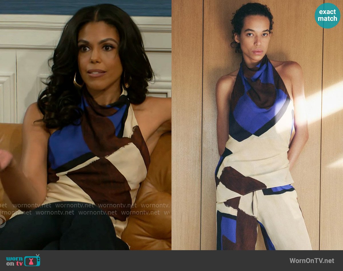 Zara Printed Halter Top worn by Dani Dupree (Karla Mosley) on Beyond the Gates