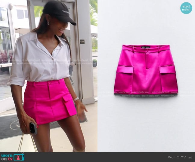 Zara Satin Effect Mini Skirt worn by Kiki Barth (Kiki Barth) on The Real Housewives of Miami