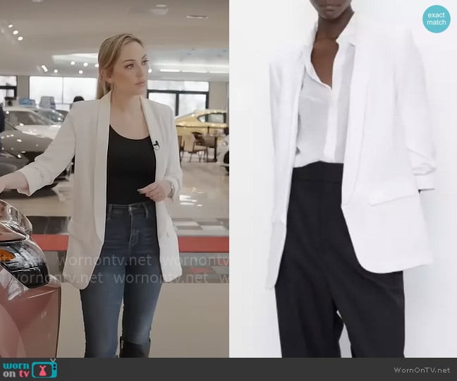 Zara Shawl Collar Blazer worn by Kelly O'Grady on CBS Mornings