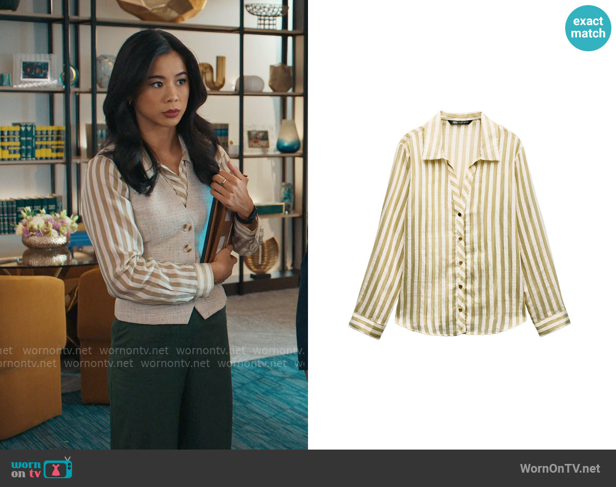 Zara Striped Flowy Shirt worn by Sarah Franklin (Leah Lewis) on Matlock