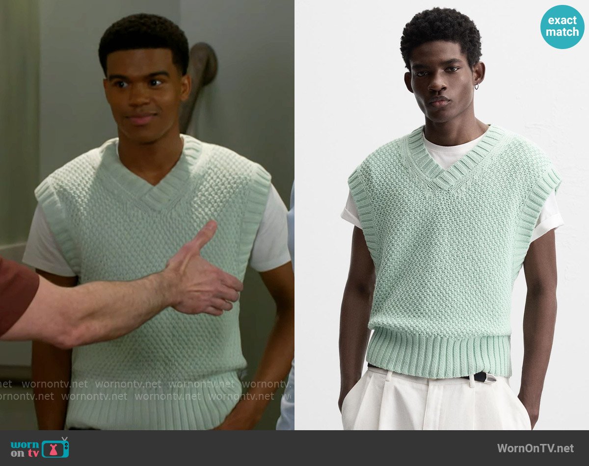 Zara Textured Knit Cardigan worn by Tyrell Richardson (Jaden Lucas Miller) on Beyond the Gates