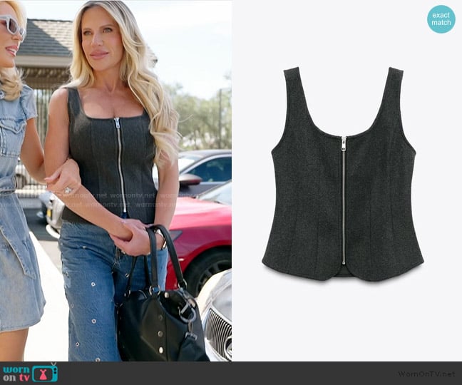 Zara Zipper Cloth Top worn by Jennifer Pedranti on The Real Housewives of Orange County