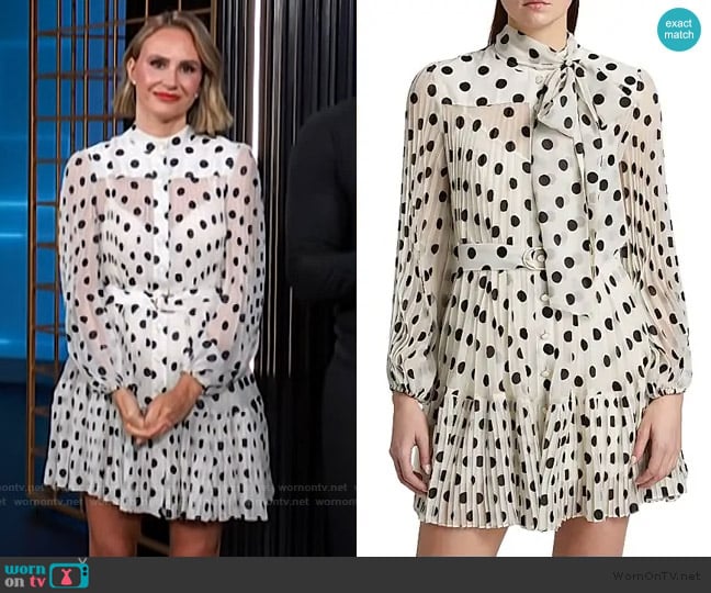 Zimmermann Polka Dot Pussybow Minidress worn by Keltie Knight on E! News