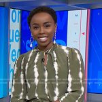 Zinhle’s green tie dye blouse and wide-leg pants on NBC News Daily