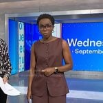 Zinhle’s brown vest and wide-leg pants on NBC News Daily